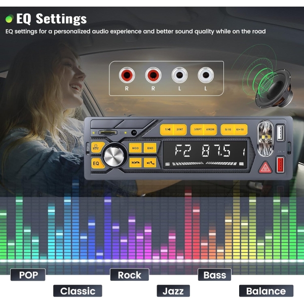 Single Din Bluetooth Car Radio Receiver Car Stereo| Car Audio with Emergency - Image 5