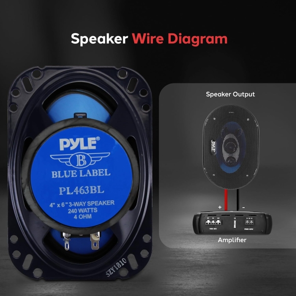 Pyle 4'' x 6'' Three Way Sound Speaker System - Pro Mid Range Triaxial Loud - Image 4