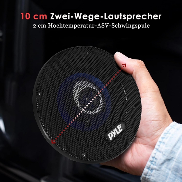 Pyle 4" Car Sound Speaker (Pair) - Upgraded Blue Poly Injection Cone 2-Way - Image 2