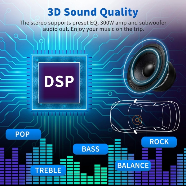 Single Din Car Stereo Receiver: Bluetooth Car Radio System - Marine Audio with - Image 6