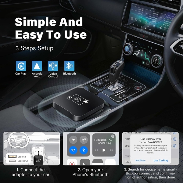 Car Play Wireless Adapter 2 IN 1 Carplay Adapter Plug&Play USB Converter Carplay - Image 2