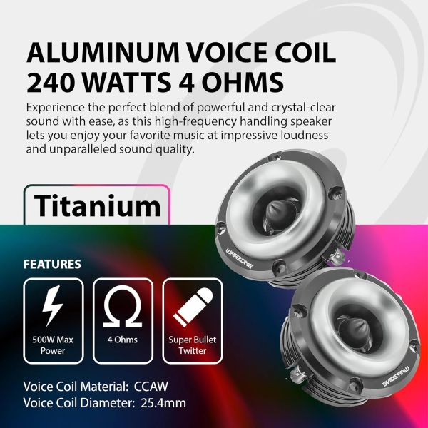 Warzone WZ20TW 2.88-Inch Super Tweeter Speaker, 4 Ohm, 500W Max Power - Image 2