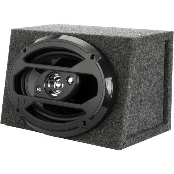 Scosche SE69KT 6x9 Single Car Speaker Enclosure with Gray Carpet, Assembly
