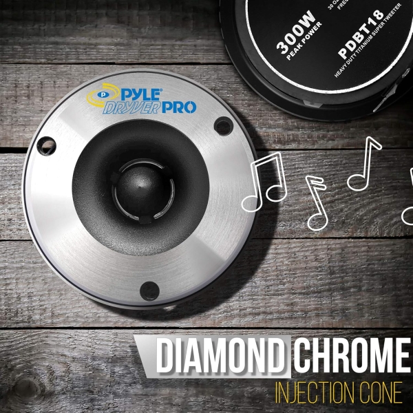 Pyle 3.75'' Titanium Horn Tweeter (Pair) - Aluminum Bullet Diamond Chrome - Image 3